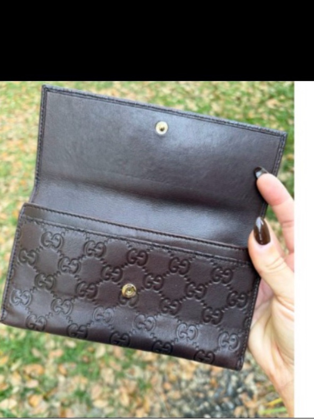 Gucci Dark Brown Embossed GG Fold Wallet - Picture 2 of 6